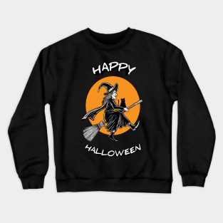 Illustration Flying Hallowen Crewneck Sweatshirt